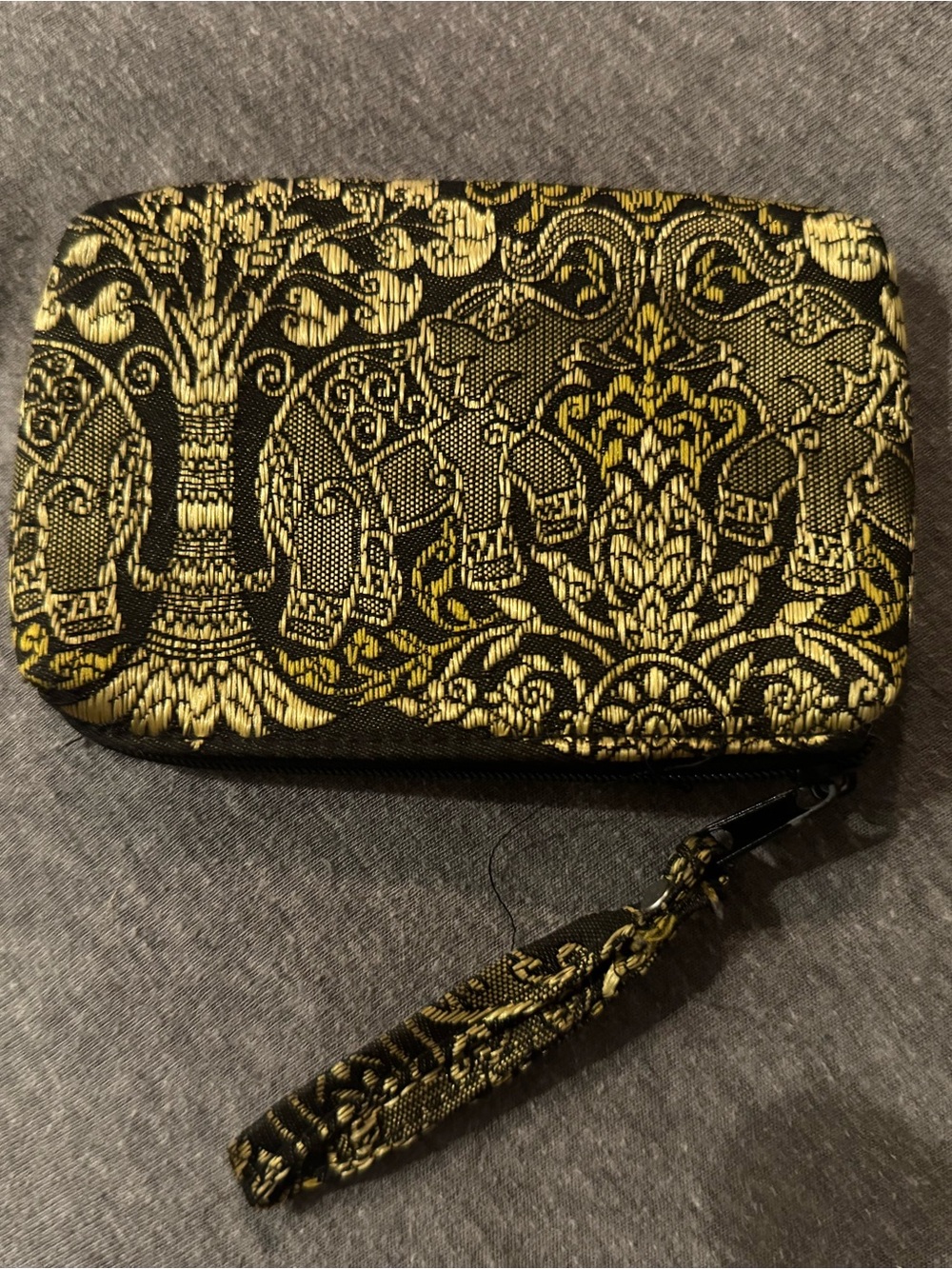 Black & Gold Elephant Wristlet Wallet